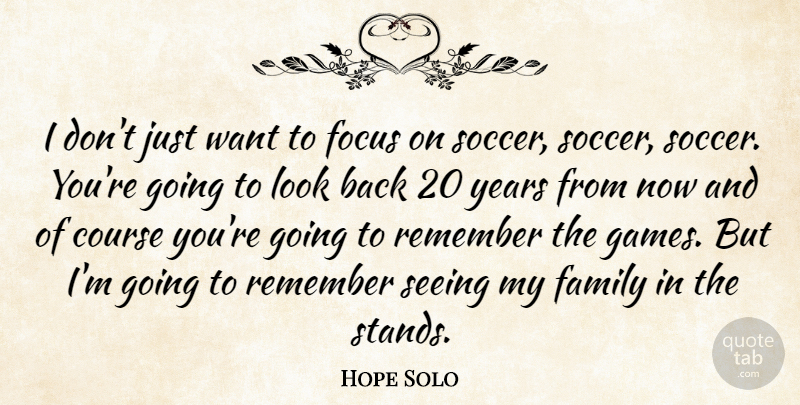 Hope Solo Quote About Soccer, Years, Games: I Dont Just Want To...