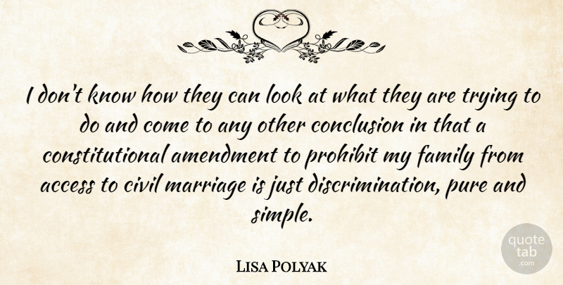Lisa Polyak Quote About Access, Amendment, Civil, Conclusion, Family: I Dont Know How They...