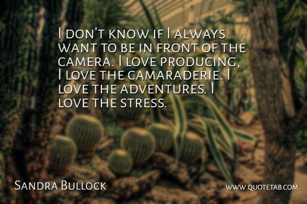 Sandra Bullock Quote About Stress, Adventure, Want: I Dont Know If I...