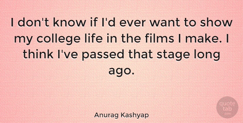Anurag Kashyap Quote About College, Thinking, Long Ago: I Dont Know If Id...