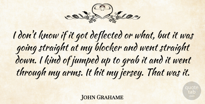 John Grahame Quote About Grab, Hit, Straight: I Dont Know If It...