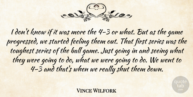 Vince Wilfork Quote About Ball, Feeling, Game, Seeing, Series: I Dont Know If It...