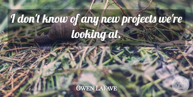 Owen LaFave Quote About Looking, Projects: I Dont Know Of Any...