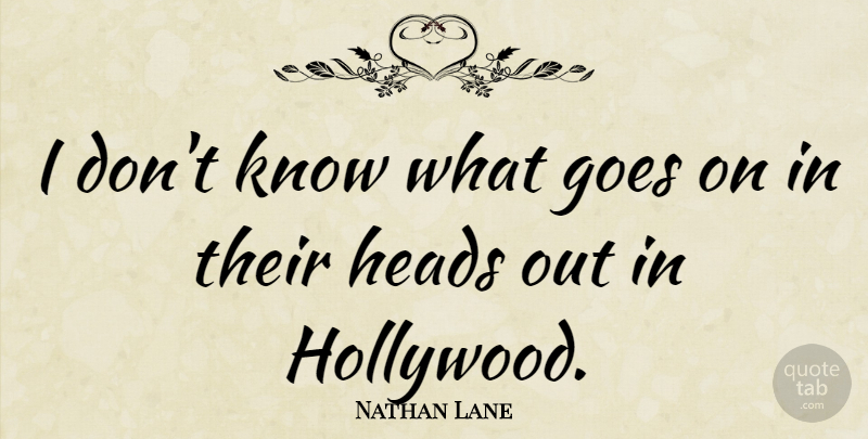Nathan Lane Quote About Goes On, Hollywood, Knows: I Dont Know What Goes...