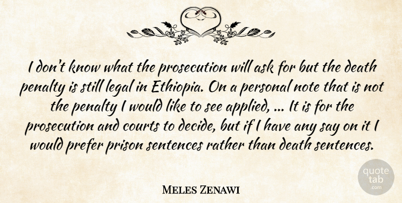 Meles Zenawi Quote About Ask, Courts, Death, Legal, Note: I Dont Know What The...