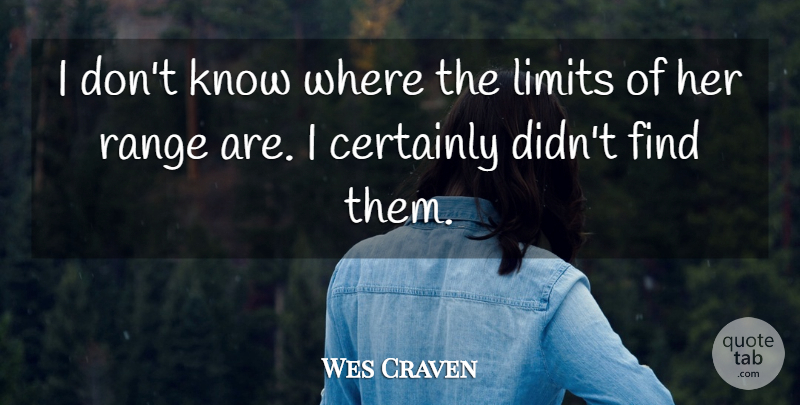 Wes Craven Quote About Certainly, Limits, Range: I Dont Know Where The...