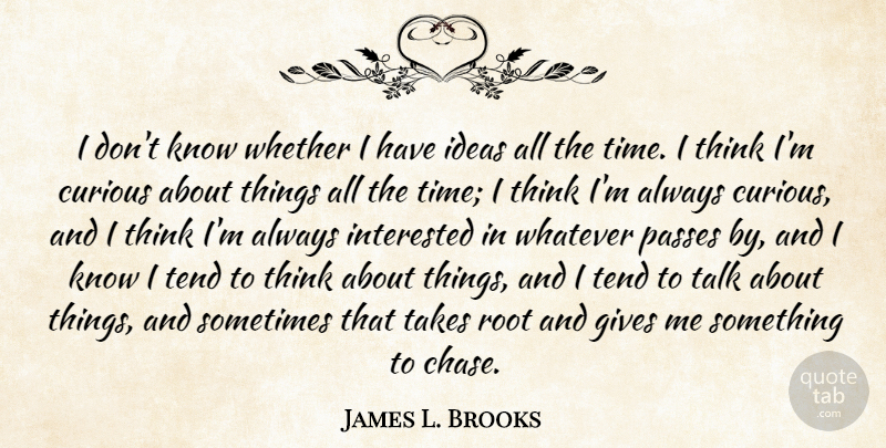 James L. Brooks Quote About Curious, Gives, Interested, Passes, Root: I Dont Know Whether I...