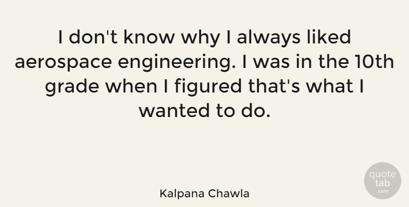 Kalpana Chawla Quote About Aerospace, Engineering, Grades: I Dont Know Why I...
