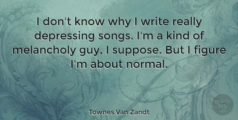 Townes Van Zandt Quote About Song, Depressing, Writing: I Dont Know Why I...