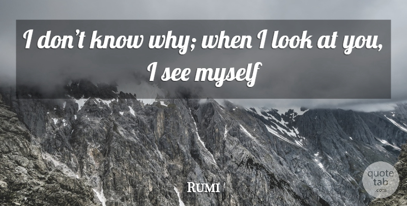 Rumi Quote About Looks, Knows: I Dont Know Why When...