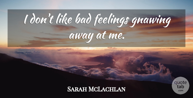 Sarah McLachlan Quote About Bad: I Dont Like Bad Feelings...