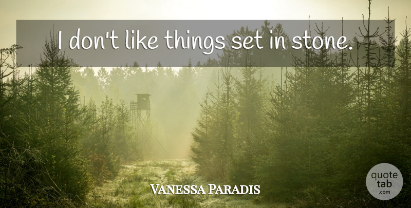 Vanessa Paradis Quote About Stones: I Dont Like Things Set...