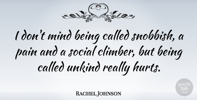 Rachel Johnson Quote About Hurt, Pain, Mind: I Dont Mind Being Called...