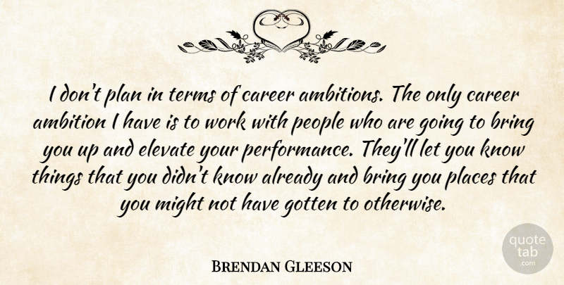 Brendan Gleeson Quote About Ambition, Careers, People: I Dont Plan In Terms...