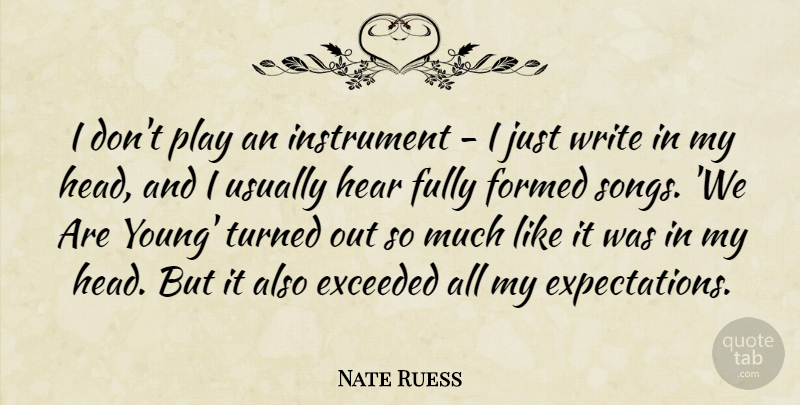 Nate Ruess Quote About Song, Writing, Play: I Dont Play An Instrument...