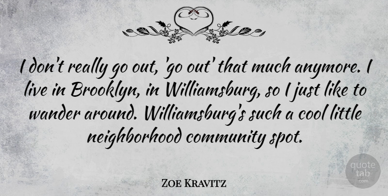 Zoe Kravitz Quote About Cool, Wander: I Dont Really Go Out...