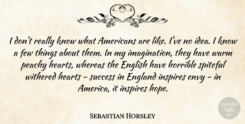 Sebastian Horsley Quote About Heart, Ideas, America: I Dont Really Know What...