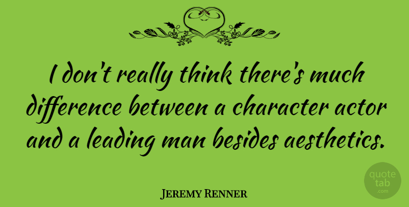 Jeremy Renner Quote About Character, Men, Thinking: I Dont Really Think Theres...