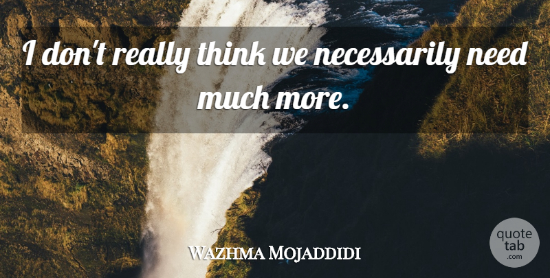 Wazhma Mojaddidi Quote About undefined: I Dont Really Think We...