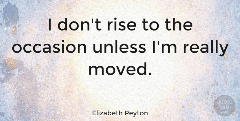 Elizabeth Peyton Quote About Unless: I Dont Rise To The...