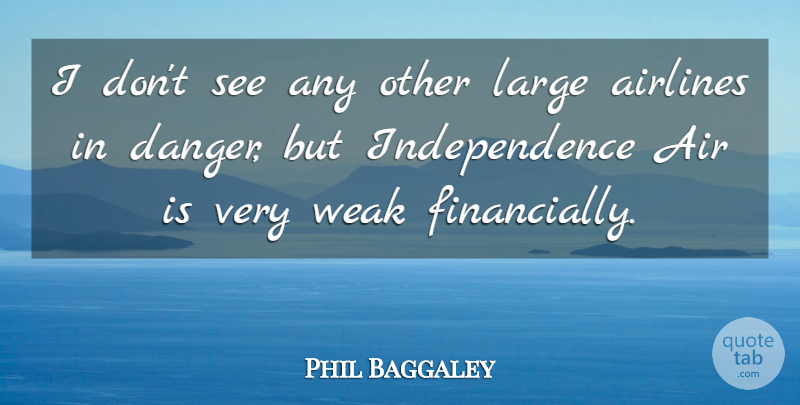 Phil Baggaley Quote About Airlines, Independence, Large, Weak: I Dont See Any Other...