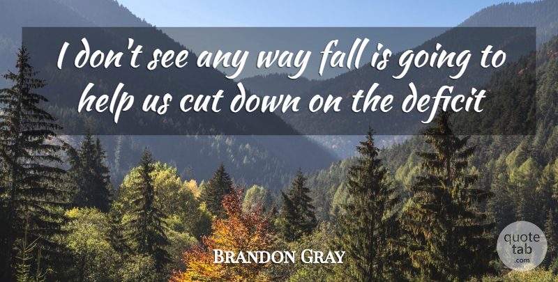 Brandon Gray Quote About Cut, Deficit, Fall, Help: I Dont See Any Way...