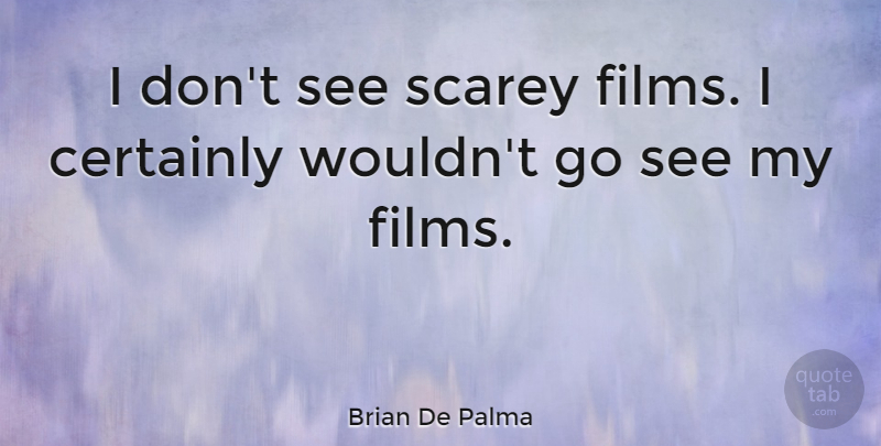 Brian De Palma Quote About undefined: I Dont See Scarey Films...