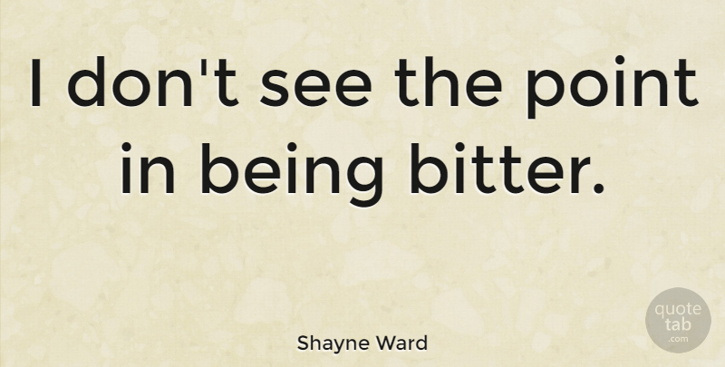 Shayne Ward Quote About Bitter: I Dont See The Point...
