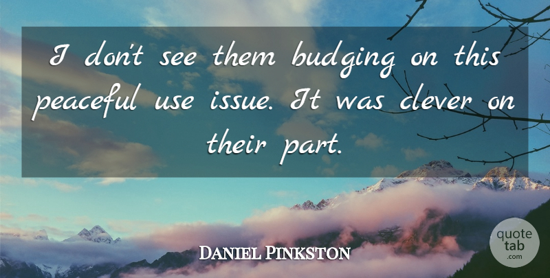 Daniel Pinkston Quote About Clever, Peaceful: I Dont See Them Budging...