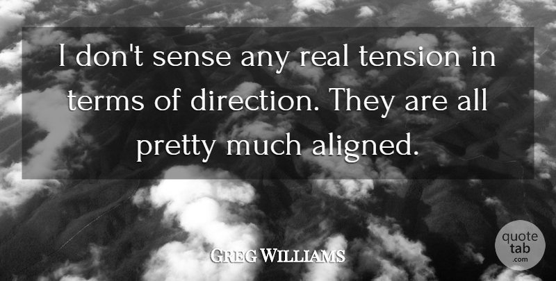 Greg Williams Quote About Direction, Tension, Terms: I Dont Sense Any Real...