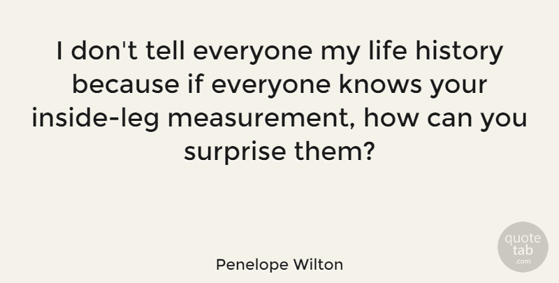 Penelope Wilton Quote About Measurement, Legs, Surprise: I Dont Tell Everyone My...