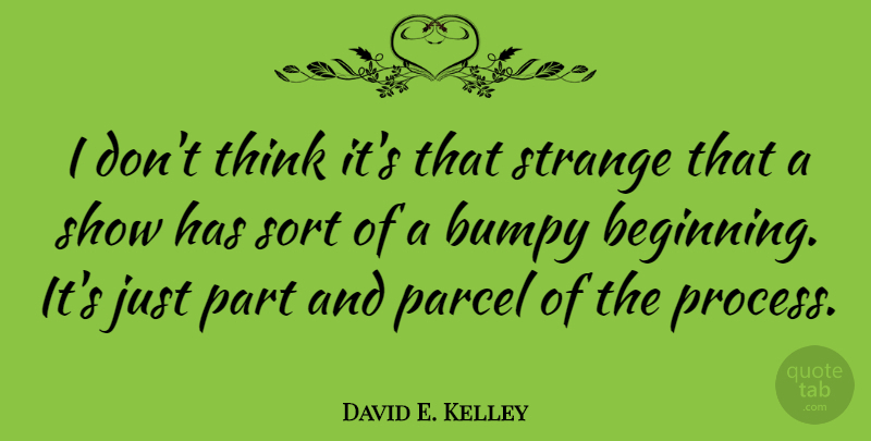 David E. Kelley Quote About Thinking, Strange, Process: I Dont Think Its That...