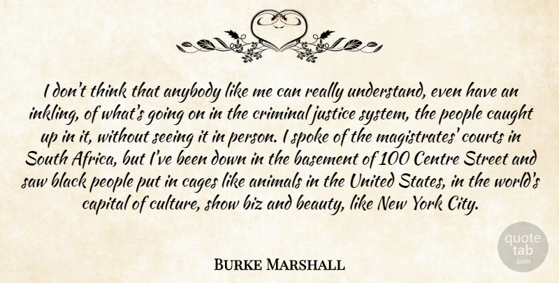 Burke Marshall Quote About Animals, Anybody, Basement, Black, Capital: I Dont Think That Anybody...