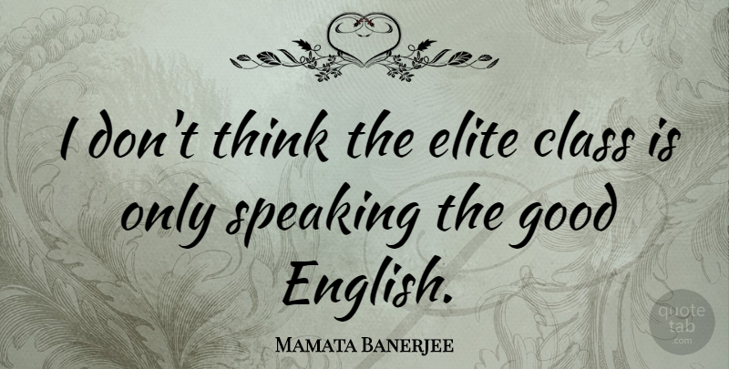 Mamata Banerjee Quote About Elite, Good, Speaking: I Dont Think The Elite...