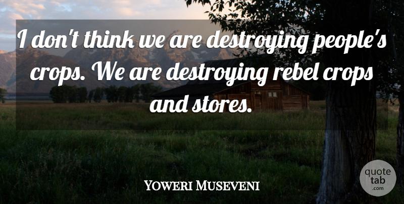 Yoweri Museveni Quote About Crops, Destroying, Rebel: I Dont Think We Are...