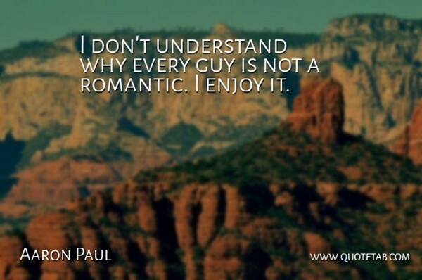 Aaron Paul Quote About Guy, Romantic: I Dont Understand Why Every...