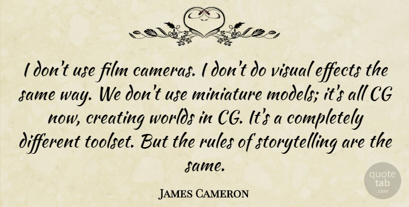 James Cameron Quote About Effects, Worlds: I Dont Use Film Cameras...