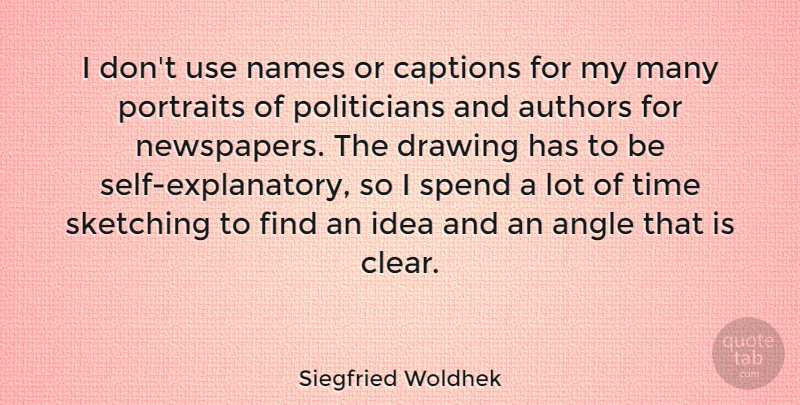Siegfried Woldhek Quote About Self, Names, Ideas: I Dont Use Names Or...