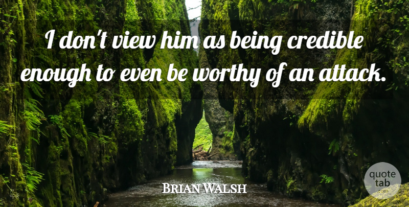 Brian Walsh Quote About Credible, View, Worthy: I Dont View Him As...