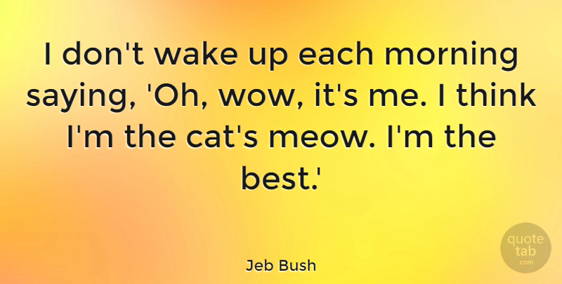 Jeb Bush Quote About Morning, Cat, Thinking: I Dont Wake Up Each...