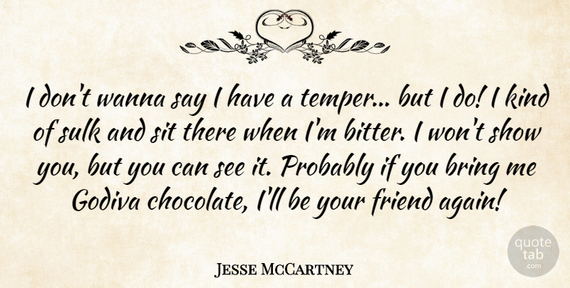 Jesse McCartney Quote About Bring, Friend, Sit, Wanna: I Dont Wanna Say I...