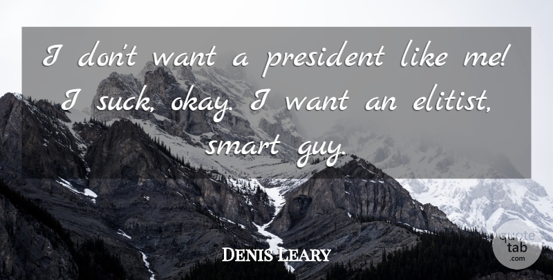Denis Leary Quote About Smart, Guy, President: I Dont Want A President...