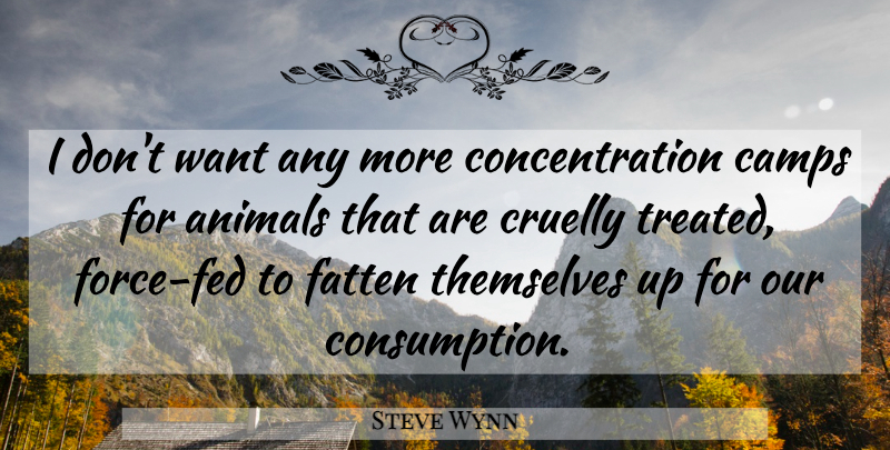 Steve Wynn Quote About Animals, Camps, Concentration, Themselves: I Dont Want Any More...