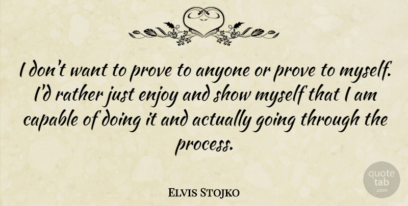 Elvis Stojko Quote About Sports, Want, Process: I Dont Want To Prove...