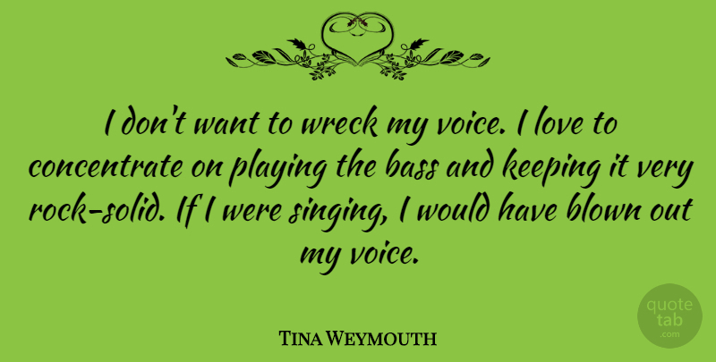 Tina Weymouth Quote About Voice, Rocks, Sight: I Dont Want To Wreck...