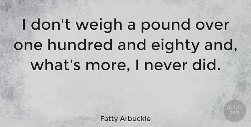 Fatty Arbuckle Quote About Weigh: I Dont Weigh A Pound...