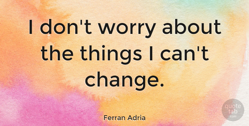 Ferran Adria Quote About Worry, Cant Change, I Can: I Dont Worry About The...