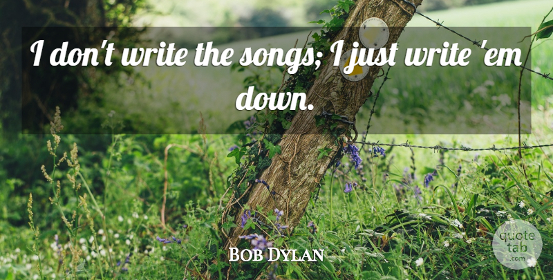 Bob Dylan Quote About Song, Writing, Ems: I Dont Write The Songs...
