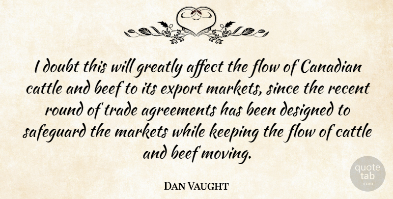 Dan Vaught Quote About Affect, Agreements, Beef, Canadian, Cattle: I Doubt This Will Greatly...