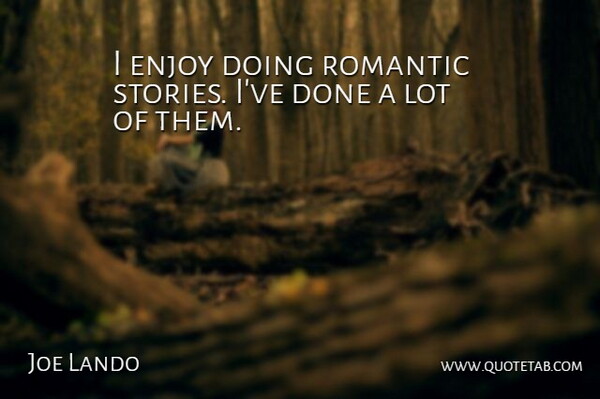 Joe Lando Quote About Stories, Done, Enjoy: I Enjoy Doing Romantic Stories...